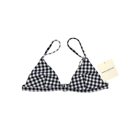 MARA HOFFMAN BLACK & WHITE GINGHAM ASTRID BIKINI TOP - Picture 1 of 6